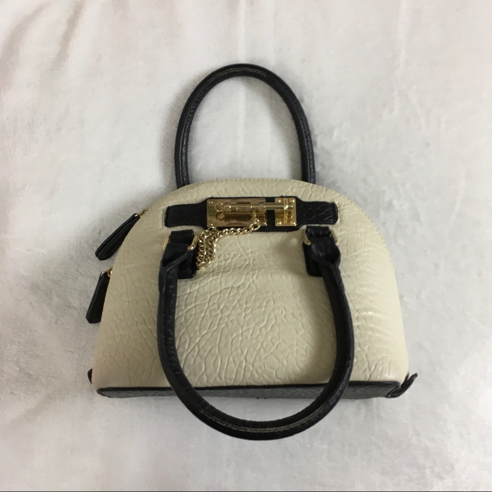 Cream and black dome satchel +bonus!